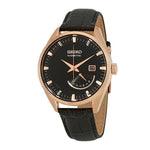SEIKO GENERAL KINETIC SRN078P1 MEN'S BLACK LEATHER STRAP WATCH - H2 Hub Watches