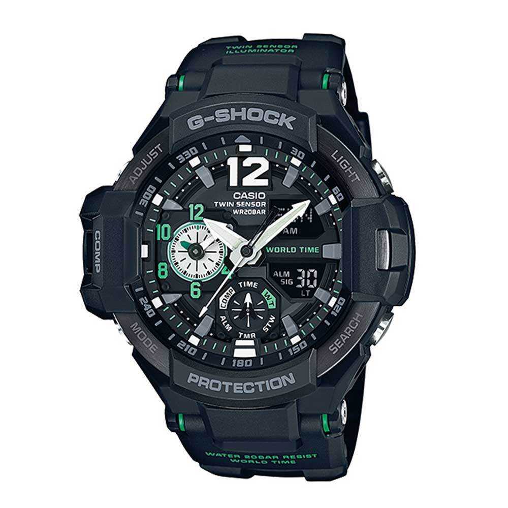 CASIO G-SHOCK GA-1100-1A3DR GRAVITYMASTER DIGITAL QUARTZ BLACK RESIN MEN'S WATCH - H2 Hub Watches