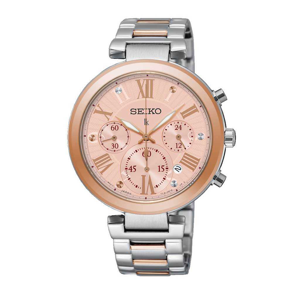 SEIKO LUKIA SRW788P1 CHRONOGRAPH STAINLESS STEEL WOMEN'S TWO TONE WATCH - H2 Hub Watches
