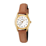 CASIO GENERAL LTP-1094Q-7B8RDF QUARTZ GOLD STAINLESS STEEL BROWN LEATHER STRAP WOMEN'S WATCH - H2 Hub Watches