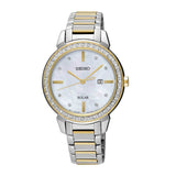 SEIKO GENERAL SUT328P1 SOLAR DIAMOND ACCENT STAINLESS STEEL WOMEN'S TWO TONE WATCH - H2 Hub Watches