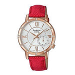 CASIO SHEEN SHE-3046GLP-7BUDR QUARTZ ROSE GOLD STAINLESS STEEL PINK LEATHER STRAP WOMEN'S WATCH - H2 Hub Watches