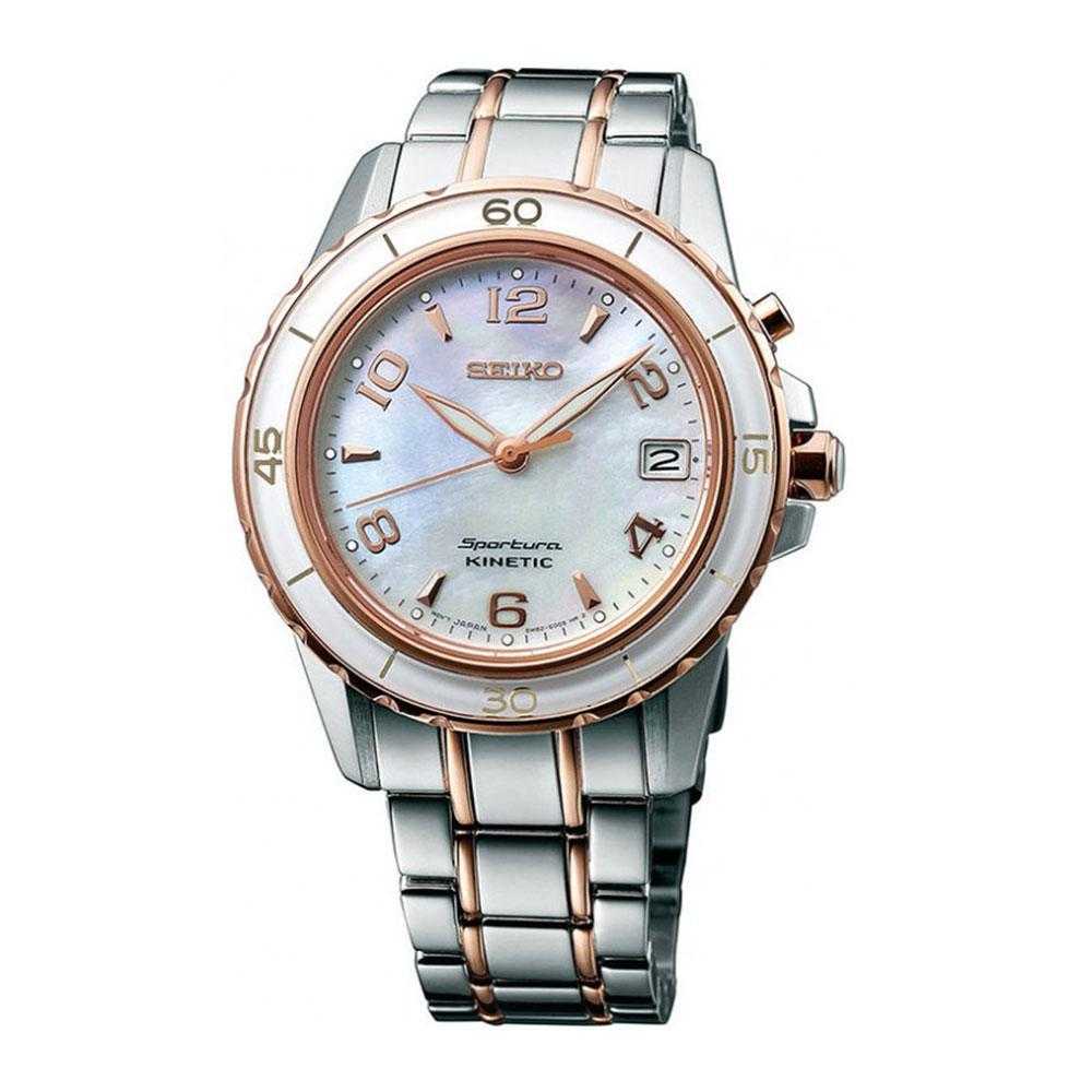 SEIKO GENERAL SPORTURA KINETIC SKA878P1 STAINLESS STEEL WOMEN'S TWO TONE WATCH - H2 Hub Watches