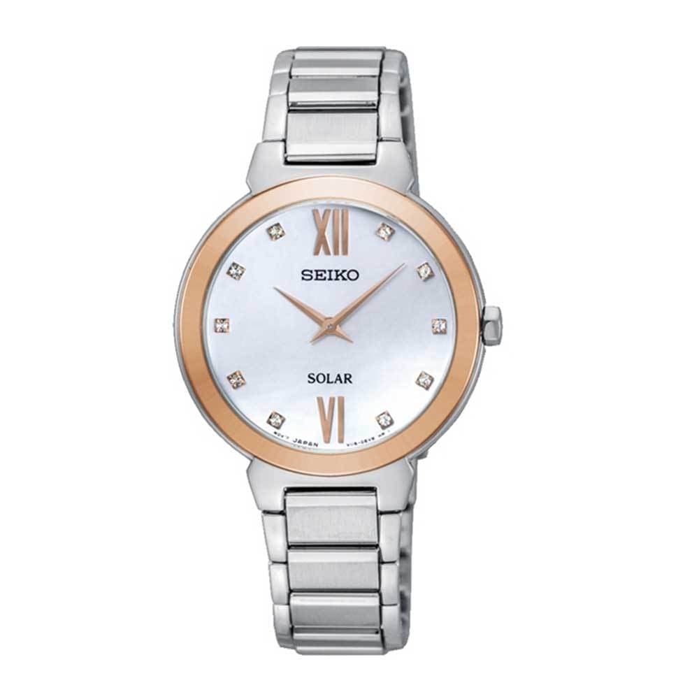 SEIKO GENERAL CLASSIC SUP382P1 SOLAR STAINLESS STEEL WOMEN'S TWO TONE WATCH - H2 Hub Watches