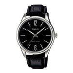 CASIO GENERAL MTP-V005L-1BUDF QUARTZ SILVER STAINLESS STEEL  BLACK LEATHER STRAP MEN'S WATCH - H2 Hub Watches