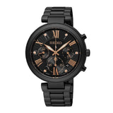 SEIKO LUKIA SRW787P1 CHRONOGRAPH STAINLESS STEEL WOMEN'S BLACK WATCH - H2 Hub Watches