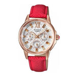 CASIO SHEEN SHE-3029PGL-7AUDR QUARTZ ROSE GOLD STAINLESS STEEL PINK LEATHER STRAP WOMEN'S WATCH - H2 Hub Watches