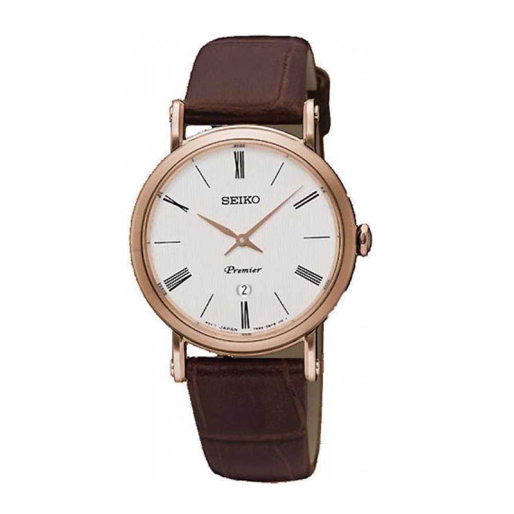 SEIKO PREMIER SXB436P1 QUARTZ WOMEN'S BROWN LEATHER STRAP WATCH - H2 Hub Watches