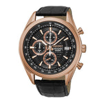SEIKO GENERAL SSB202P1 CHRONOGRAPH MEN'S BLACK LEATHER STRAP WATCH - H2 Hub Watches