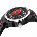 FERRARI REDREV T ANALOG QUARTZ SILVER STAINLESS STEEL 0830254 BLACK PLASTIC STRAP MEN'S WATCH - H2 Hub Watches
