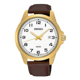 SEIKO GENERAL NEO CLASSIC SUR160P1 WOMEN'S BROWN LEATHER STRAP WATCH - H2 Hub Watches