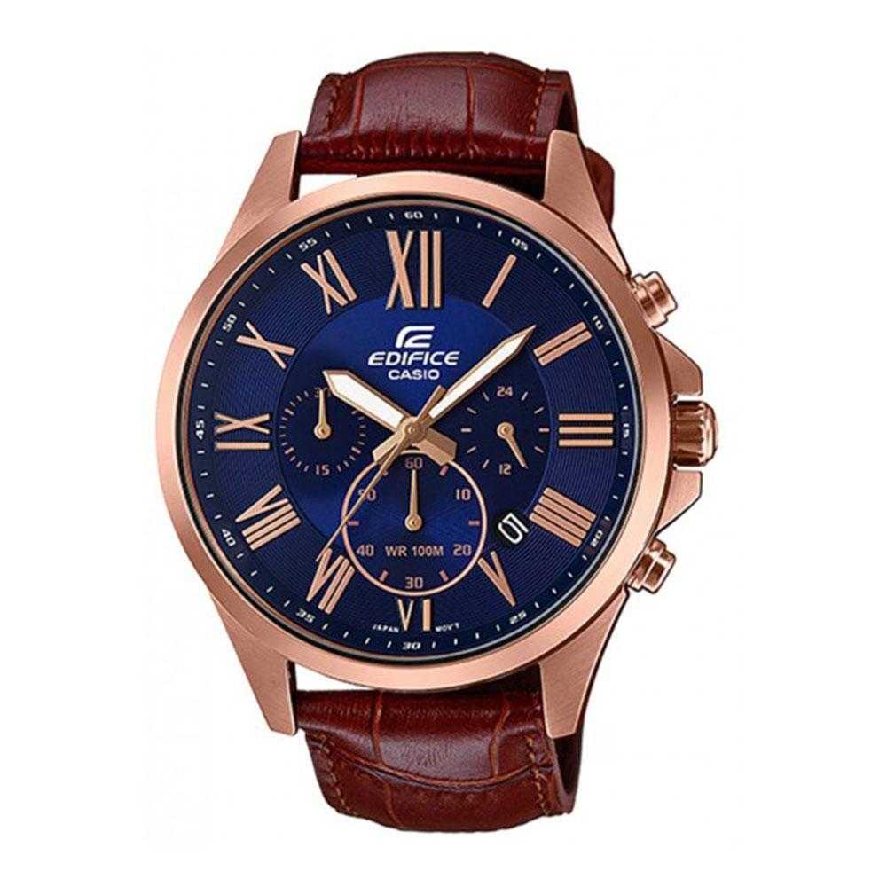 CASIO EDIFICE EFV-500GL-2AVUDF CHRONOGRAPH BROWN LEATHER STRAP MEN'S WATCH - H2 Hub Watches