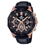 CASIO EDIFICE EFR-554BGL-1AVUDF ROSE GOLD STAINLESS STEEL BLACK LEATHER STRAP MEN'S WATCH - H2 Hub Watches