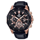 CASIO EDIFICE EFR-554BGL-1AVUDF ROSE GOLD STAINLESS STEEL BLACK LEATHER STRAP MEN'S WATCH - H2 Hub Watches