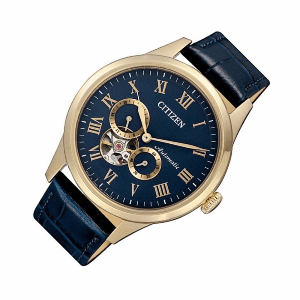 CITIZEN NP1023-17L AUTOMATIC STAINLESS STEEL BLUE LEATHER STRAP MEN'S WATCH - H2 Hub Watches