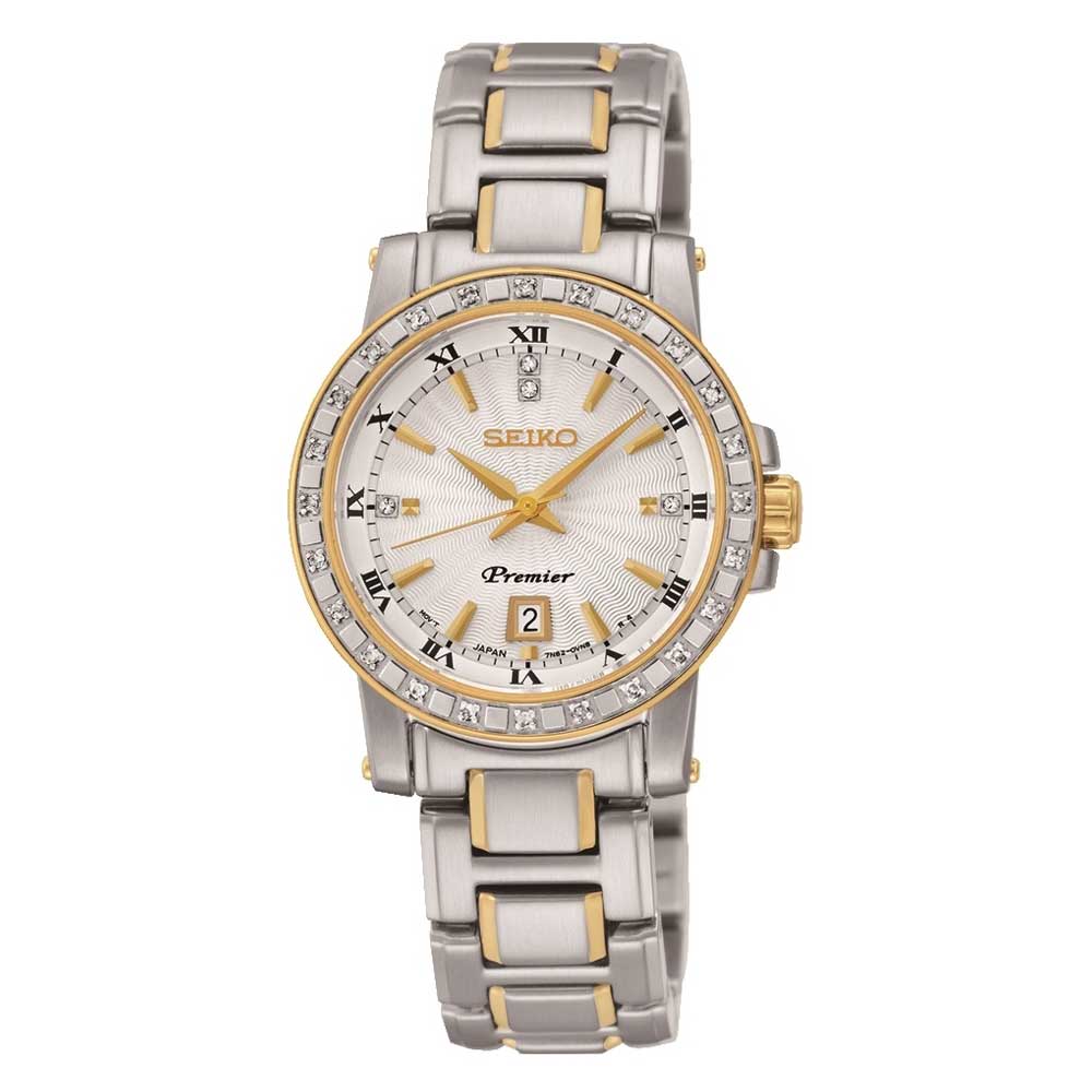 SEIKO PREMIER SXDG58P1 QUARTZ STAINLESS STEEL WOMEN'S TWO TONE WATCH - H2 Hub Watches