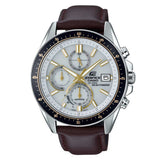 CASIO EDIFICE EFS-S510L-7AVUDF CHRONOGRAPH SILVER STAINLESS STEEL BROWN LEATHER STRAP MEN'S WATCH - H2 Hub Watches