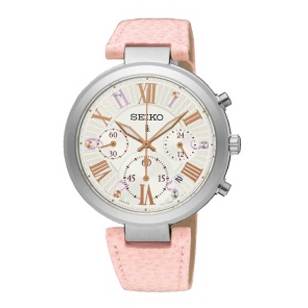SEIKO LUKIA SRW793P1 CHRONOGRAPH WOMEN'S PINK LEATHER STRAP WATCH - H2 Hub Watches
