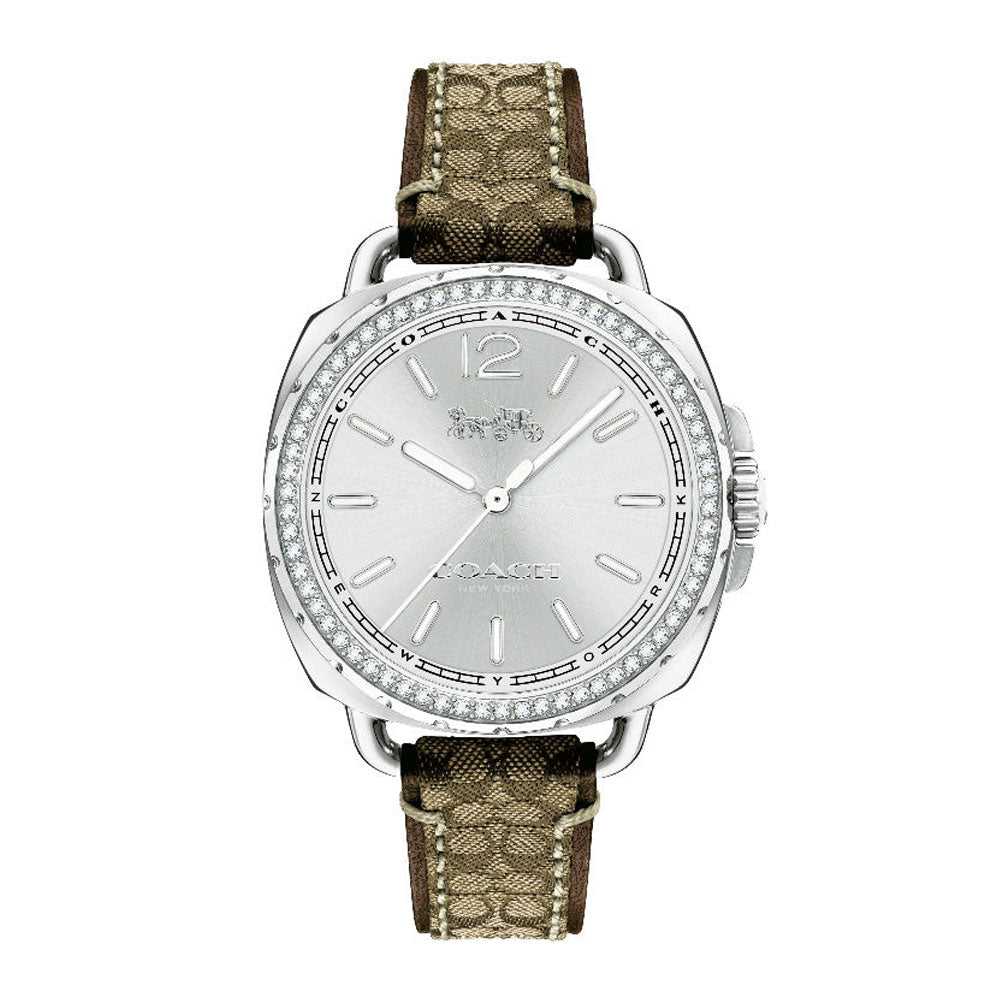 COACH TATUM ANALOG QUARTZ SILVER STAINLESS STEEL 14502768 LEATHER STRAP WOMEN'S WATCH - H2 Hub Watches