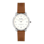 COACH DELANCEY ANALOG QUARTZ SILVER STAINLESS STEEL 14502789 BROWN LEATHER STRAP WOMEN'S WATCH - H2 Hub Watches