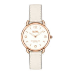 COACH DELANCEY ANALOG QUARTZ ROSE GOLD STAINLESS STEEL 14502790 WHITE LEATHER STRAP WOMEN'S WATCH - H2 Hub Watches