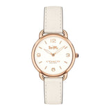 COACH DELANCEY ANALOG QUARTZ ROSE GOLD STAINLESS STEEL 14502790 WHITE LEATHER STRAP WOMEN'S WATCH - H2 Hub Watches