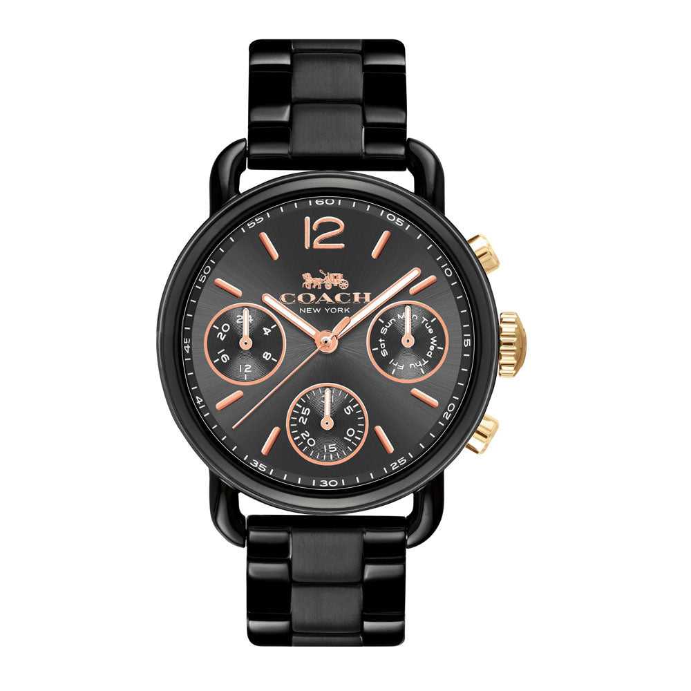 COACH DELANCY SPORT CHRONOGRAPH BLACK STAINLESS STEEL 14502840 WOMEN'S WATCH - H2 Hub Watches