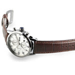 HUGO BOSS CHRONOGRAPH SILVER STAINLESS STEEL 1512447 BROWN LEATHER STRAP MEN'S WATCH - H2 Hub Watches