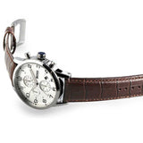 HUGO BOSS CHRONOGRAPH SILVER STAINLESS STEEL 1512447 BROWN LEATHER STRAP MEN'S WATCH - H2 Hub Watches