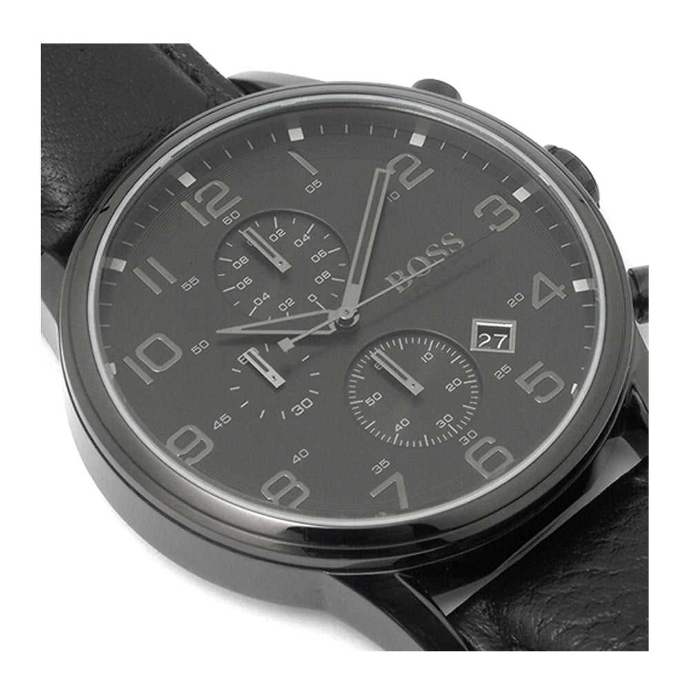 HUGO BOSS CHRONOGRAPH SILVER STAINLESS STEEL 1512567 LEATHER STRAP  MEN'S WATCH - H2 Hub Watches