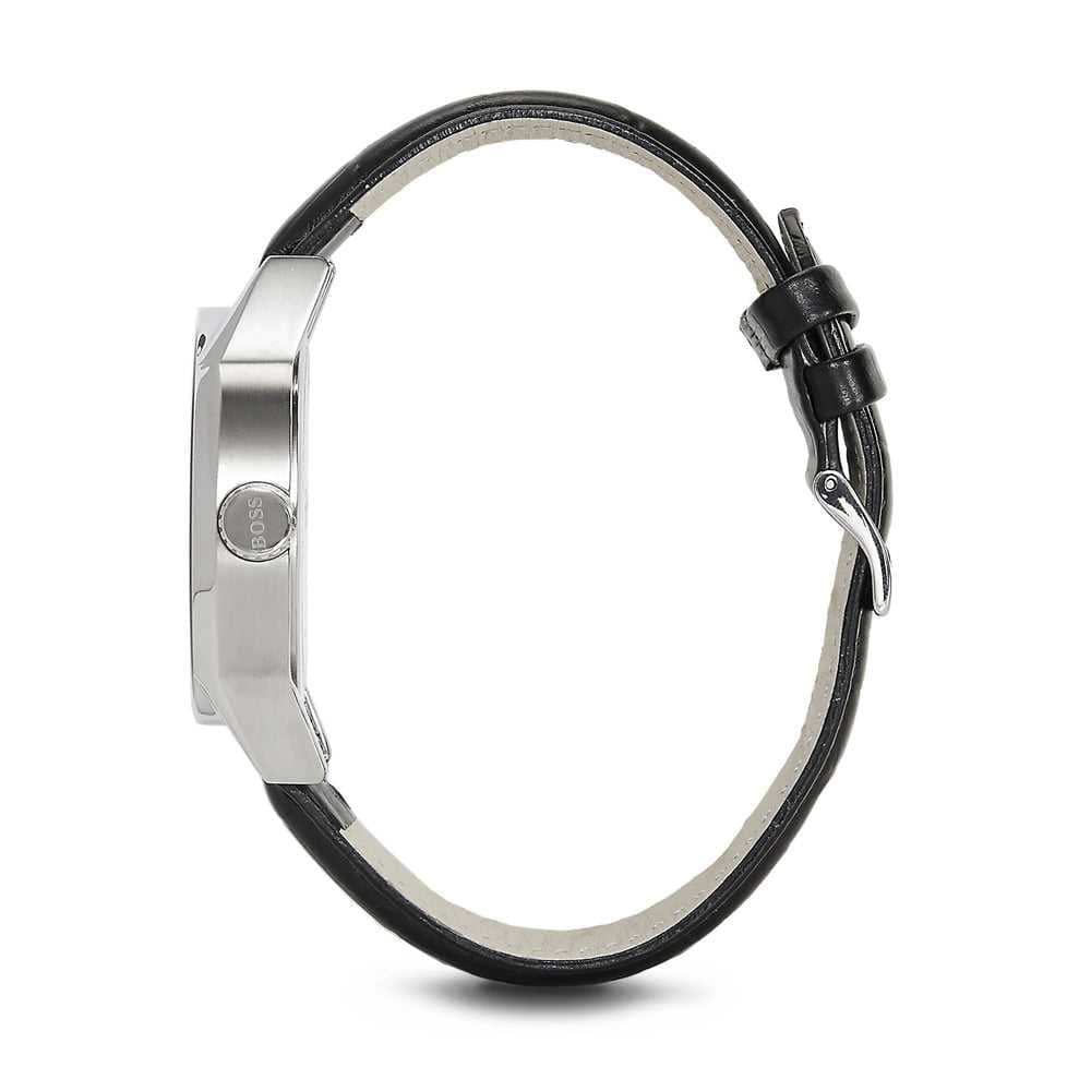 HUGO BOSS ARCHITECTURE ANALOG QUARTZ SILVER STAINLESS STEEL 1512911 LEATHER STRAP MEN'S WATCH - H2 Hub Watches