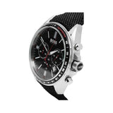 HUGO BOSS CHRONOGRAPH DRIVER SILVER STAINLESS STEEL 1513087 BLACK LEATHER STRAP MEN'S WATCH - H2 Hub Watches