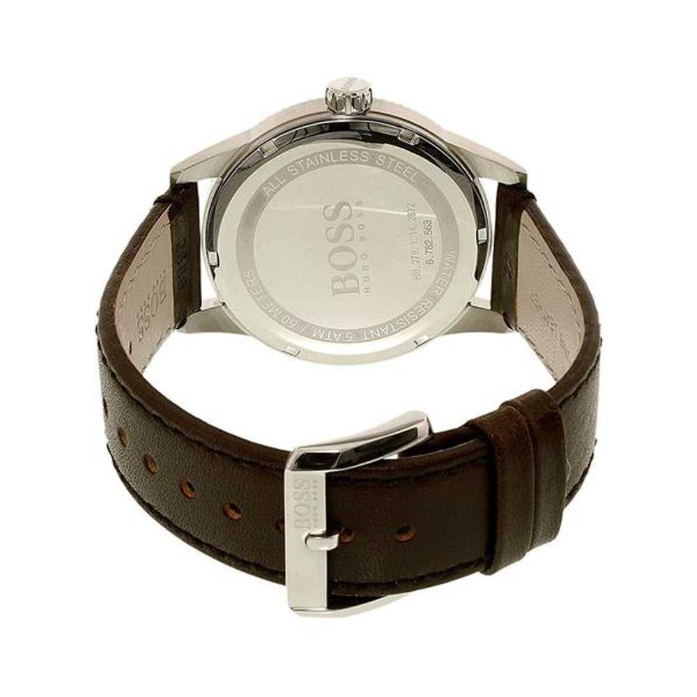 HUGO BOSS PILOT EDITION SILVER STAINLESS STEEL 1513332 BROWN LEATHER STRAP MEN'S WATCH - H2 Hub Watches