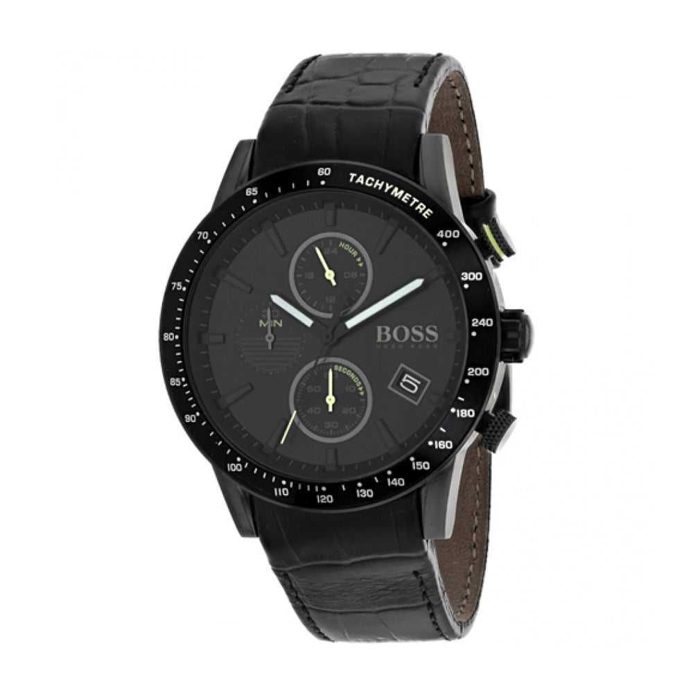 HUGO BOSS RAFALE CHRONOGRAPH BLACK STAINLESS STEEL 1513389 LEATHER STRAP MEN'S WATCH - H2 Hub Watches