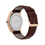 HUGO BOSS CHRONOGRAPH HERITAGE ROSE GOLD STAINLESS STEEL 1513468 BROWN LEATHER STRAP MEN'S WATCH - H2 Hub Watches