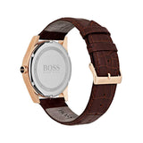 HUGO BOSS CHRONOGRAPH HERITAGE ROSE GOLD STAINLESS STEEL 1513468 BROWN LEATHER STRAP MEN'S WATCH - H2 Hub Watches