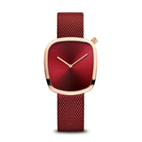 BERING 18034-363 CLASSIC POLISHED ROSE GOLD RED MESH STAINLESS STEEL MEN'S WATCH