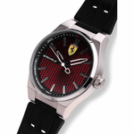 FERRARI SCUDERIA SPECIALE ANALOG QUARTZ SILVER STAINLESS STEEL 0830353 BLACK SILICONE STRAP MEN'S WATCH - H2 Hub Watches