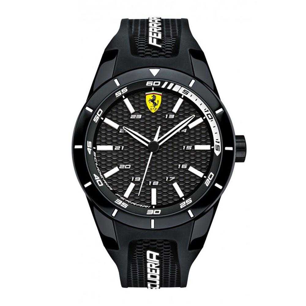 FERRARI REDREV ANALOG QUARTZ BLACK STAINLESS STEEL 0830249 BLACK SILICONE STRAP MEN'S WATCH - H2 Hub Watches