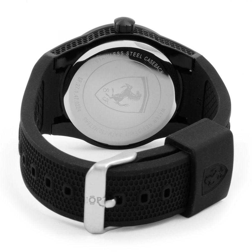FERRARI REDREV ANALOG QUARTZ BLACK STAINLESS STEEL 0830249 BLACK SILICONE STRAP MEN'S WATCH - H2 Hub Watches