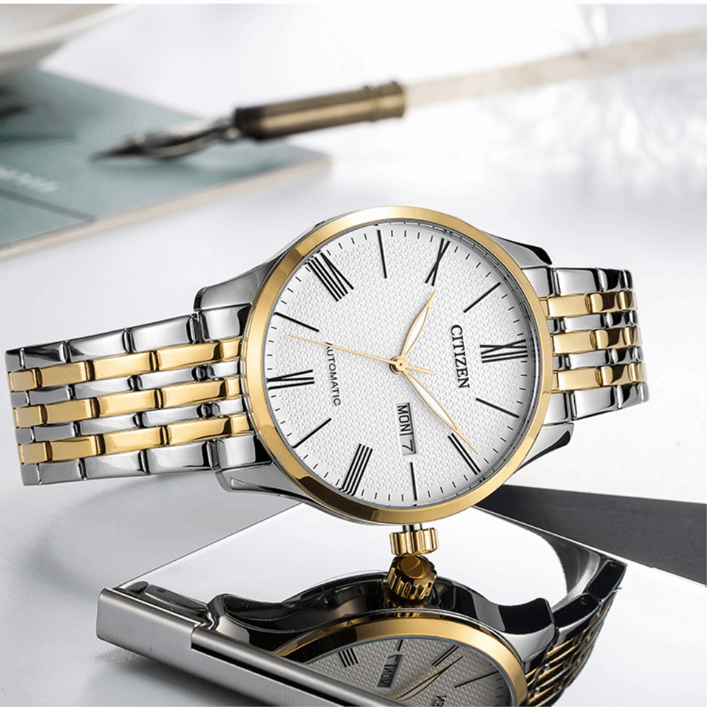 CITIZEN NH8354-58AB AUTOMATIC TWO TONE GOLD STAINLESS STEEL MEN'S WATCH - H2 Hub Watches