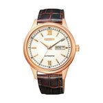 CITIZEN NY4053-05AB AUTOMATIC ROSE GOLD STAINLESS STEEL BROWN LEATHER STRAP MEN'S WATCH - H2 Hub Watches