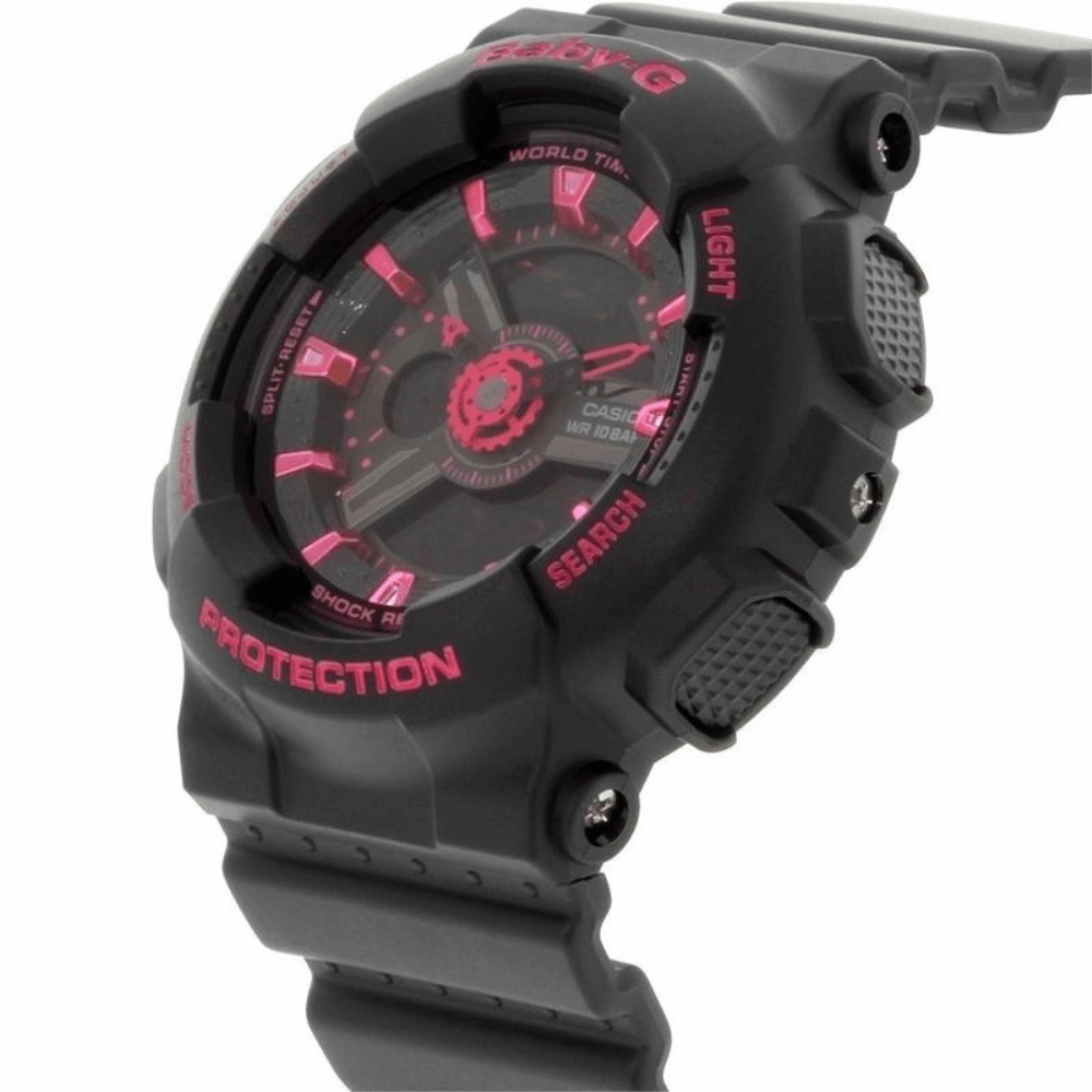 CASIO BABY-G BA-111-1ADR DIGITAL QUARTZ BLACK RESIN WOMEN'S WATCH - H2 Hub Watches