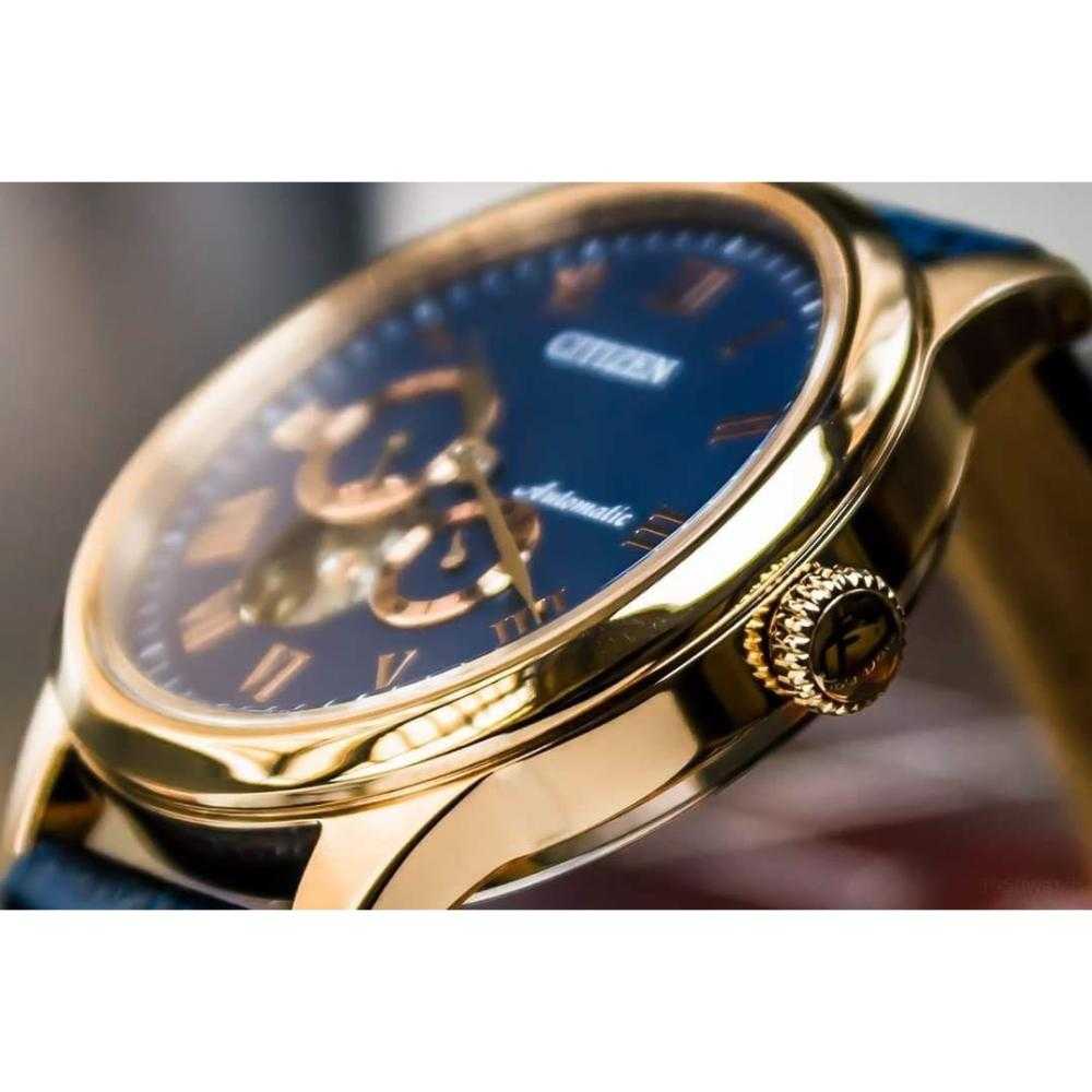 CITIZEN NP1023-17L AUTOMATIC STAINLESS STEEL BLUE LEATHER STRAP MEN'S WATCH - H2 Hub Watches