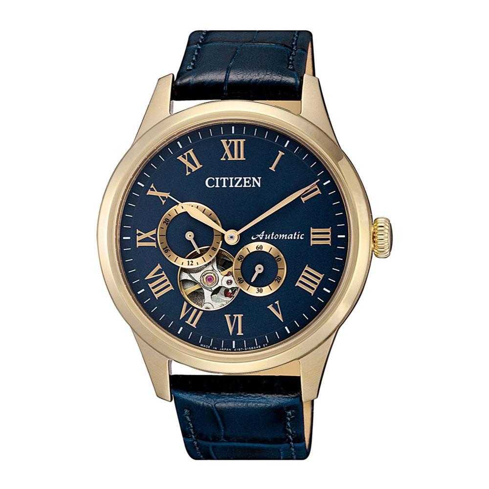 CITIZEN NP1023-17L AUTOMATIC STAINLESS STEEL BLUE LEATHER STRAP MEN'S WATCH - H2 Hub Watches