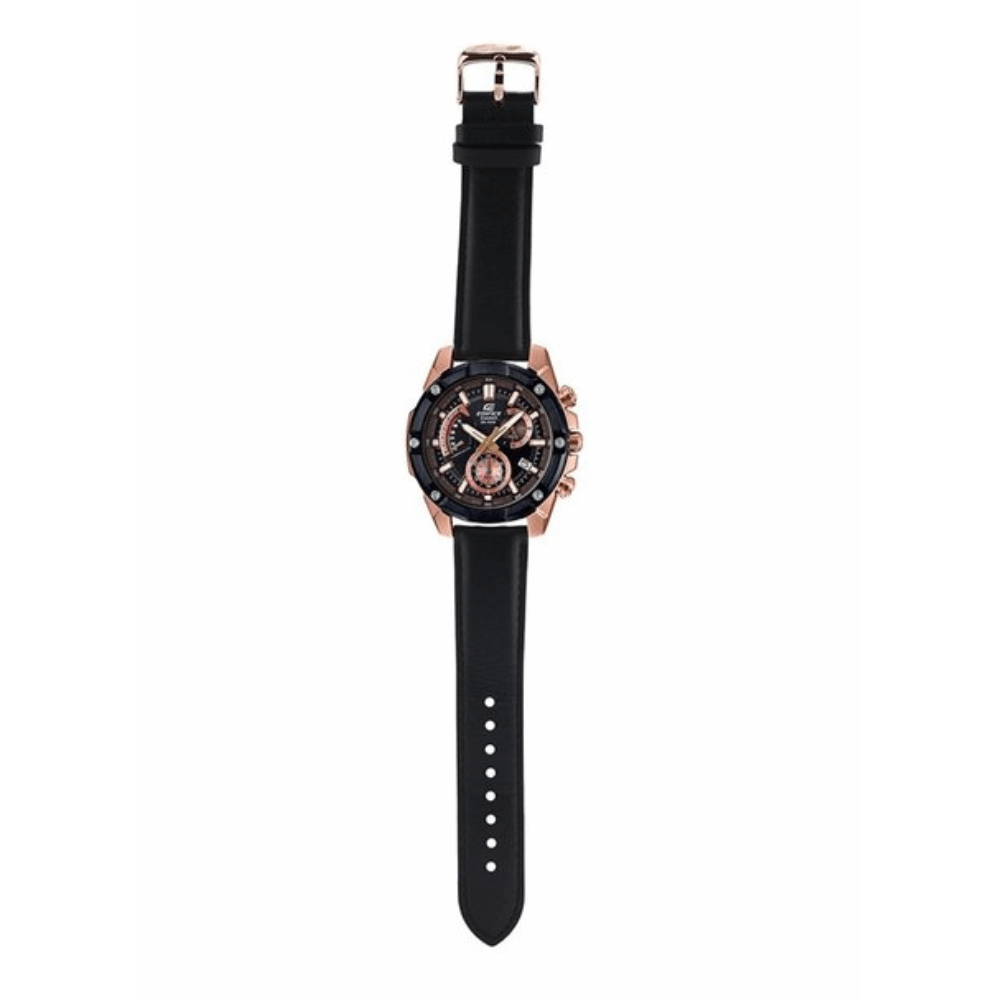 CASIO EDIFICE EFR-559BGL-1AVUDF CHRONOGRAPH BLACK LEATHER STRAP MEN'S WATCH - H2 Hub Watches