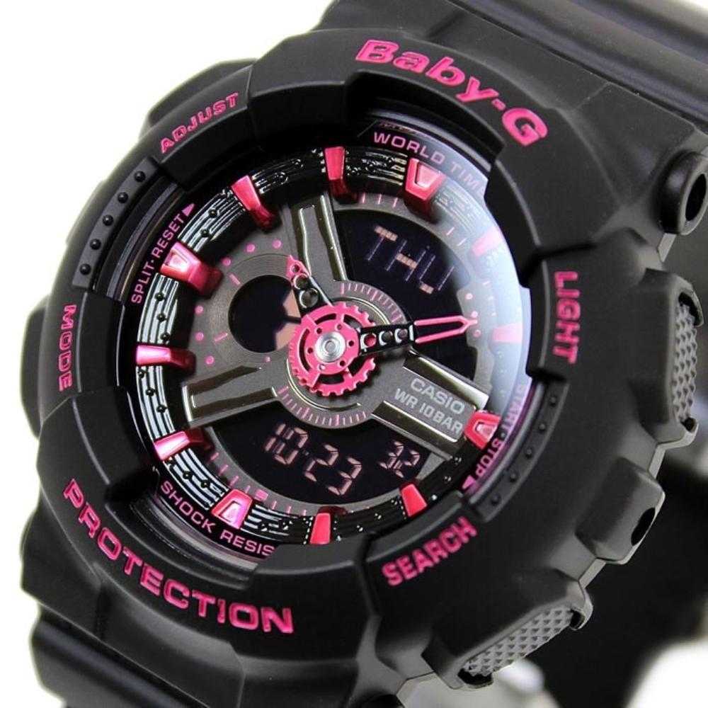 CASIO BABY-G BA-111-1ADR DIGITAL QUARTZ BLACK RESIN WOMEN'S WATCH - H2 Hub Watches
