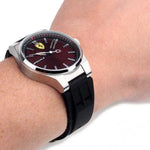 FERRARI SCUDERIA SPECIALE ANALOG QUARTZ SILVER STAINLESS STEEL 0830353 BLACK SILICONE STRAP MEN'S WATCH - H2 Hub Watches