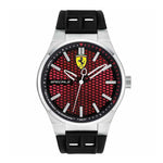 FERRARI SCUDERIA SPECIALE ANALOG QUARTZ SILVER STAINLESS STEEL 0830353 BLACK SILICONE STRAP MEN'S WATCH - H2 Hub Watches