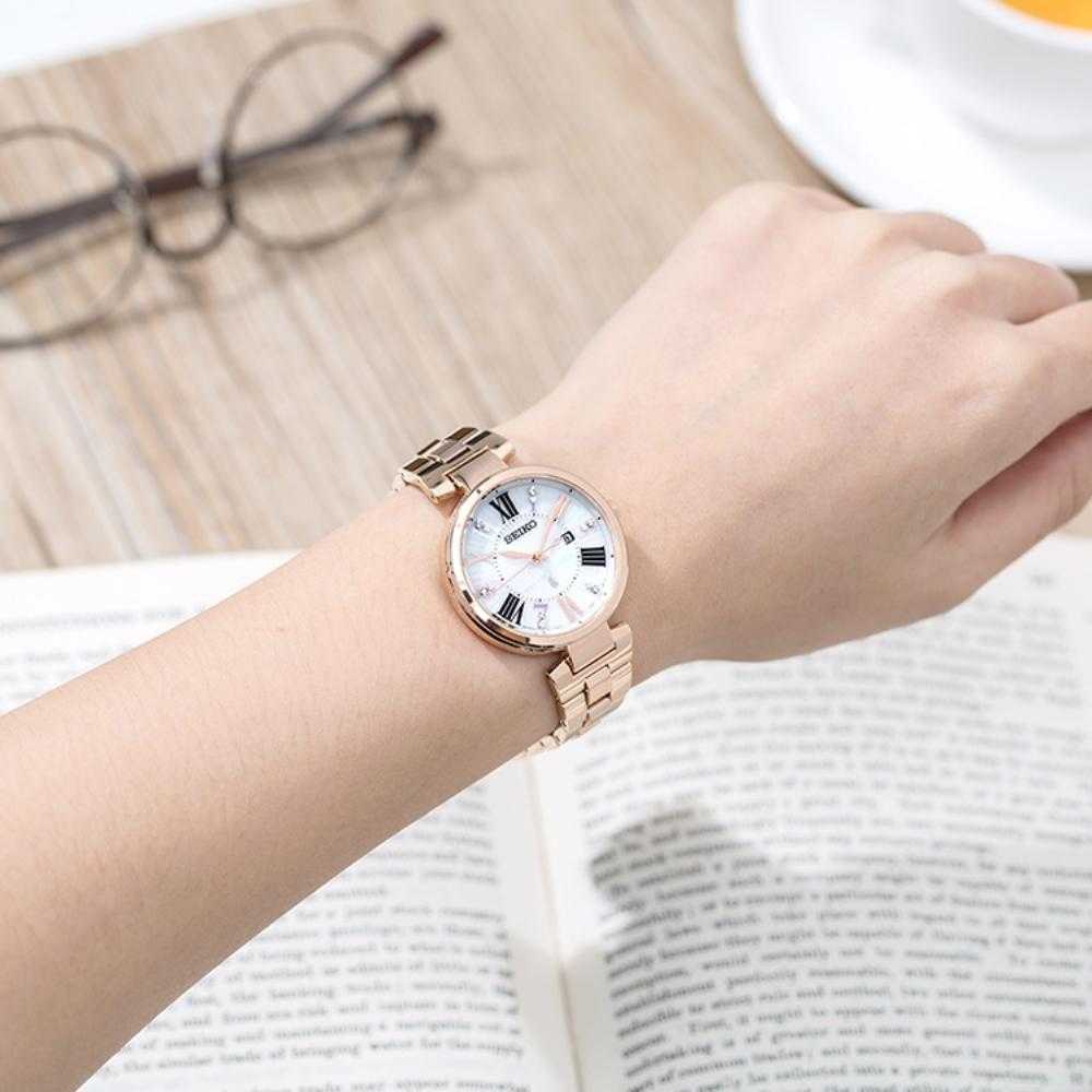 SEIKO LUKIA SUT334J1 SOLAR STAINLESS STEEL WOMEN'S ROSE GOLD WATCH - H2 Hub Watches